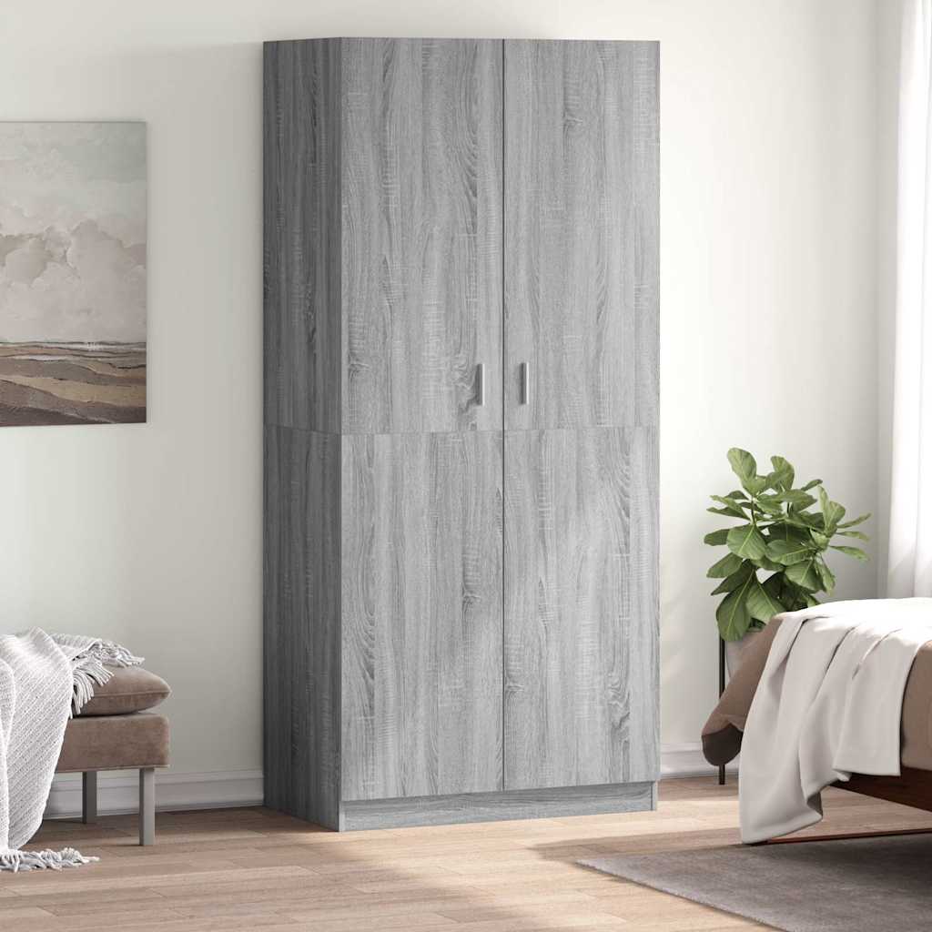 Wardrobe 90x52x200 cm Engineered Wood Grey sonoma