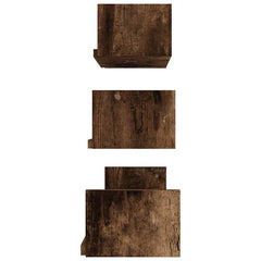 vidaXL Wall Display Shelves 3 pcs Smoked Oak Engineered Wood 4
