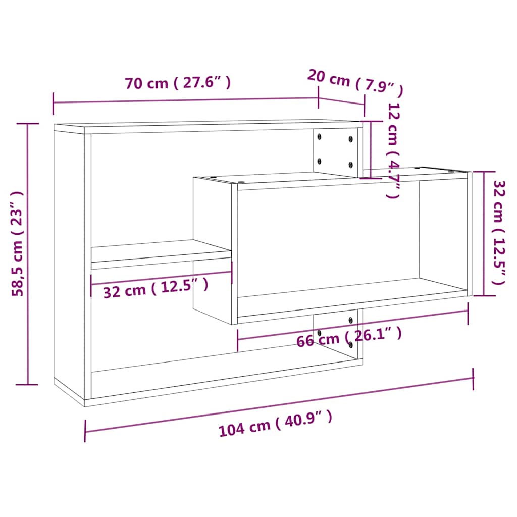 vidaXL Wall Shelf Grey Sonoma 104x20x58.5 cm Engineered Wood 6