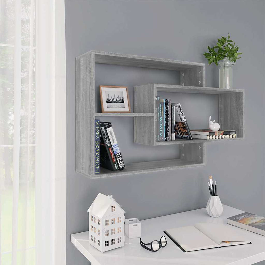 vidaXL Wall Shelf Grey Sonoma 104x20x58.5 cm Engineered Wood 1