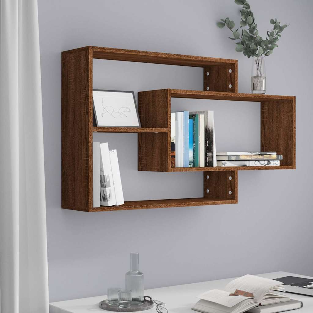 vidaXL Wall Shelf Brown Oak 104x20x58.5 cm Engineered Wood 1