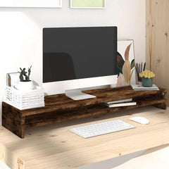 vidaXL Monitor Stand Smoked Oak 100x24x13 cm Engineered Wood 1