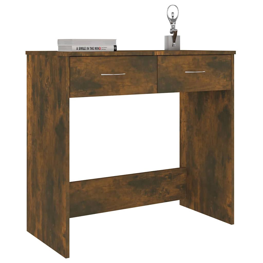 vidaXL Desk Smoked Oak 80x40x75 cm Engineered Wood 3