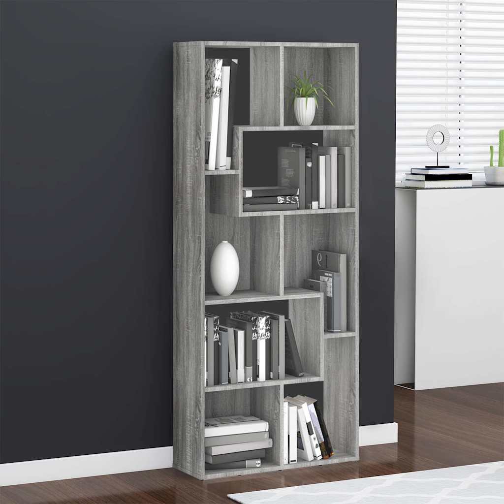 vidaXL Book Cabinet Grey Sonoma 67x24x161 cm Engineered Wood 1