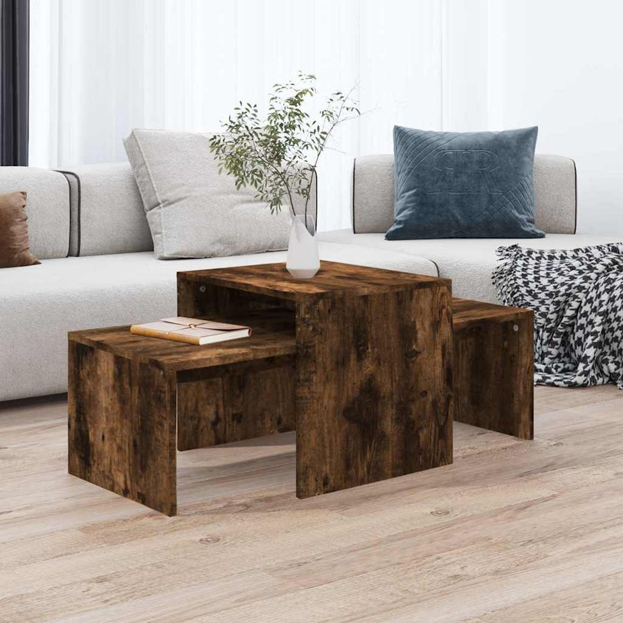 815546 vidaXL Coffee Table Set Smoked Oak 100x48x40 cm Engineered Wood 1