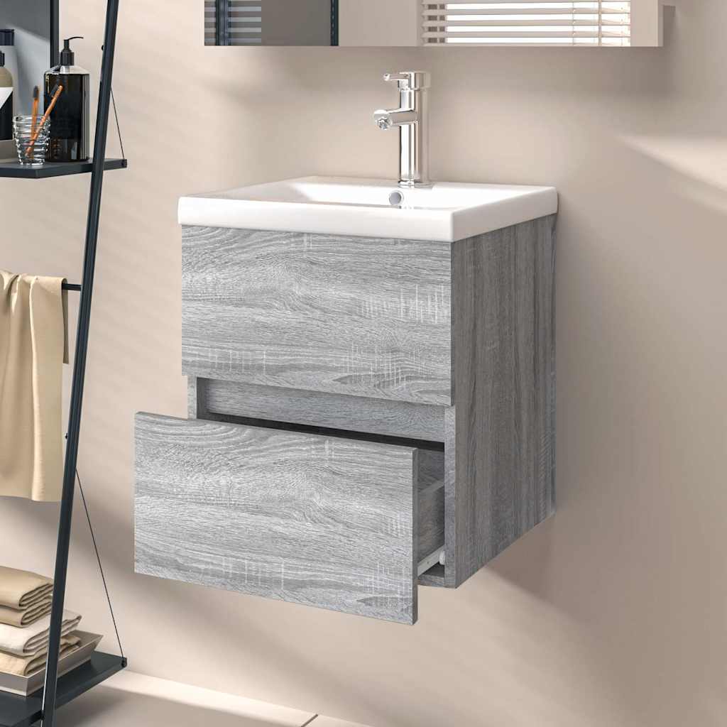 vidaXL Sink Cabinet | Grey Sonoma | Engineered wood | Compact | Sink Cabinet 3