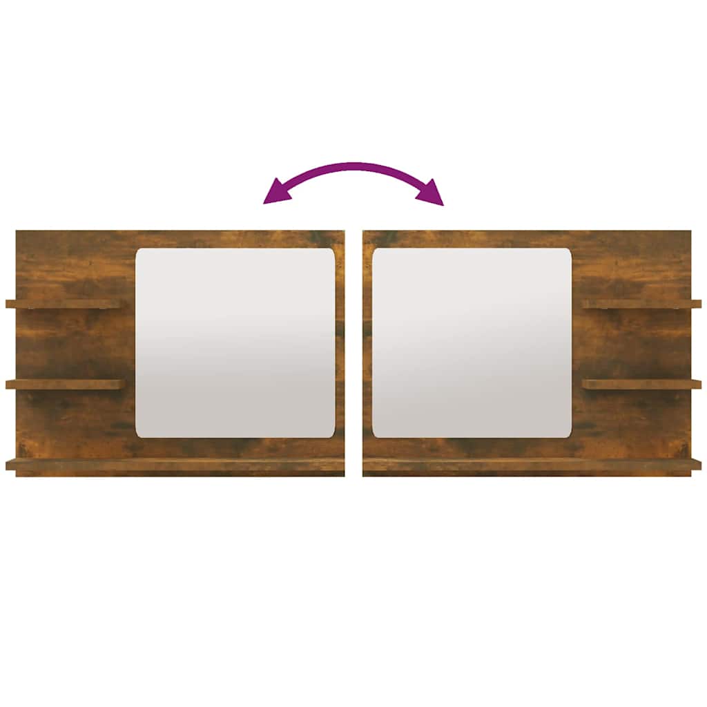 vidaXL Bathroom Mirror Smoked Oak 60x10.5x45 cm Engineered Wood 5