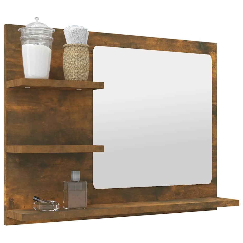 vidaXL Bathroom Mirror Smoked Oak 60x10.5x45 cm Engineered Wood 6