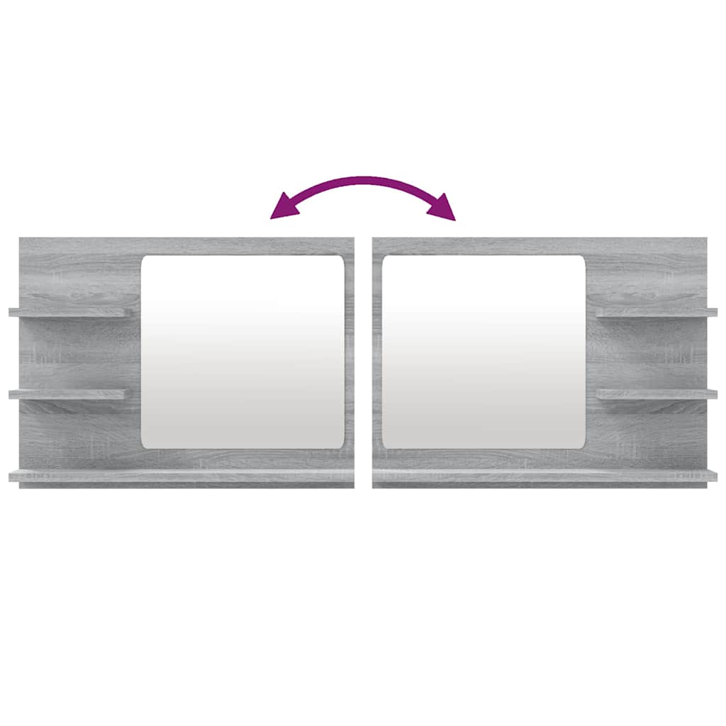 vidaXL Bathroom Mirror Grey Sonoma 60x10.5x45 cm Engineered Wood 5