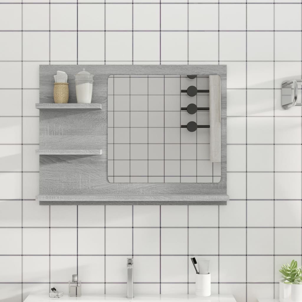 vidaXL Bathroom Mirror Grey Sonoma 60x10.5x45 cm Engineered Wood 1