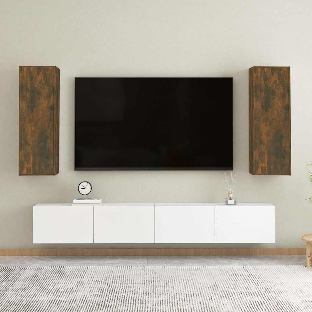 TV Cabinet Set 30.5x30x90 cm Engineered Wood 2 pcs Smoked oak