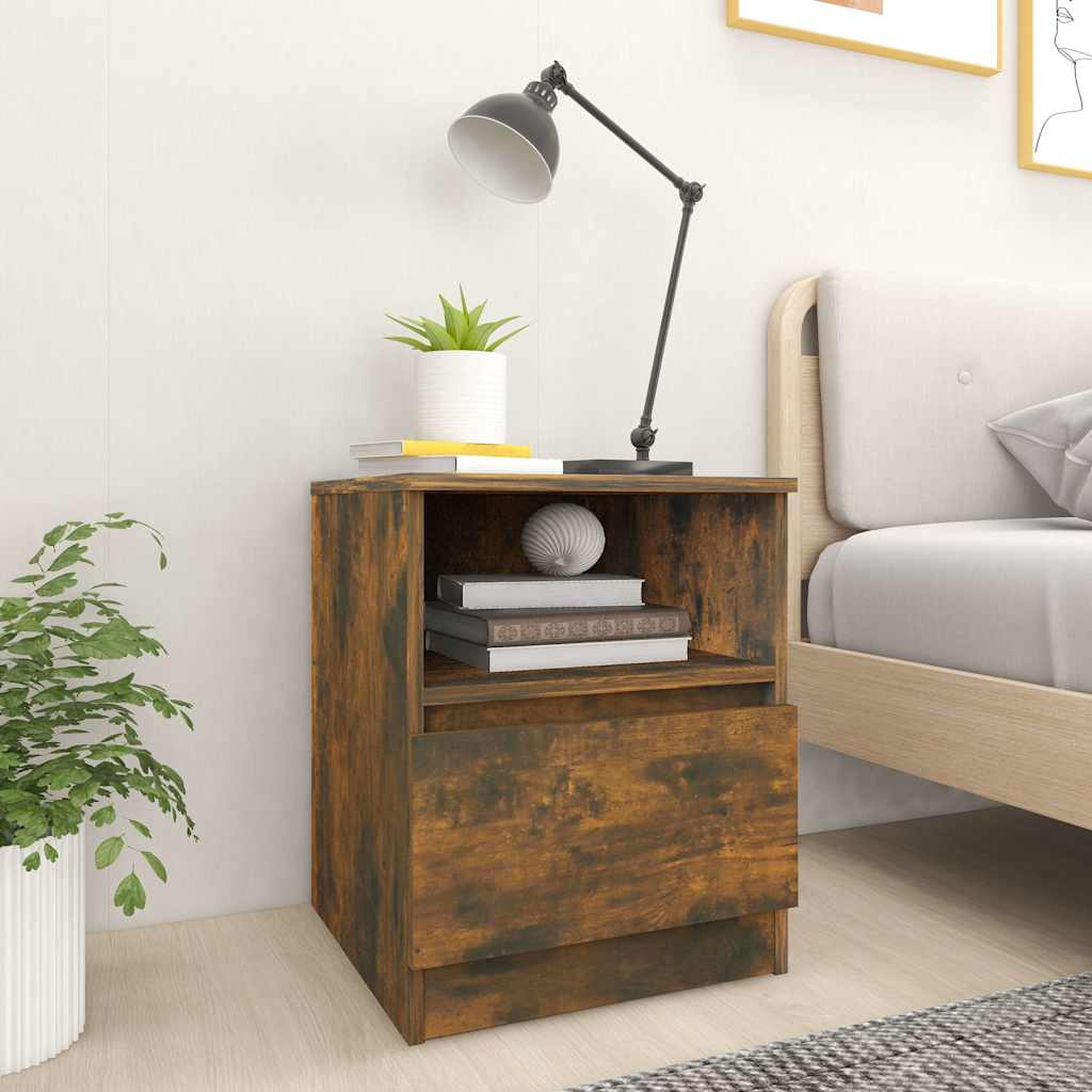 vidaXL Bedside Cabinets 2 pcs Smoked Oak 40x40x50 cm Engineered Wood 1