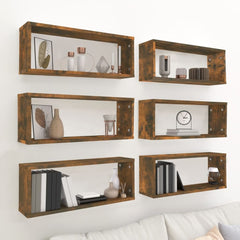 Wall Cube Shelves 60x15x23 cm Engineered Wood 6 pcs Smoked oak