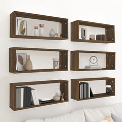 Wall Cube Shelves 60x15x23 cm Engineered Wood 6 pcs Brown oak