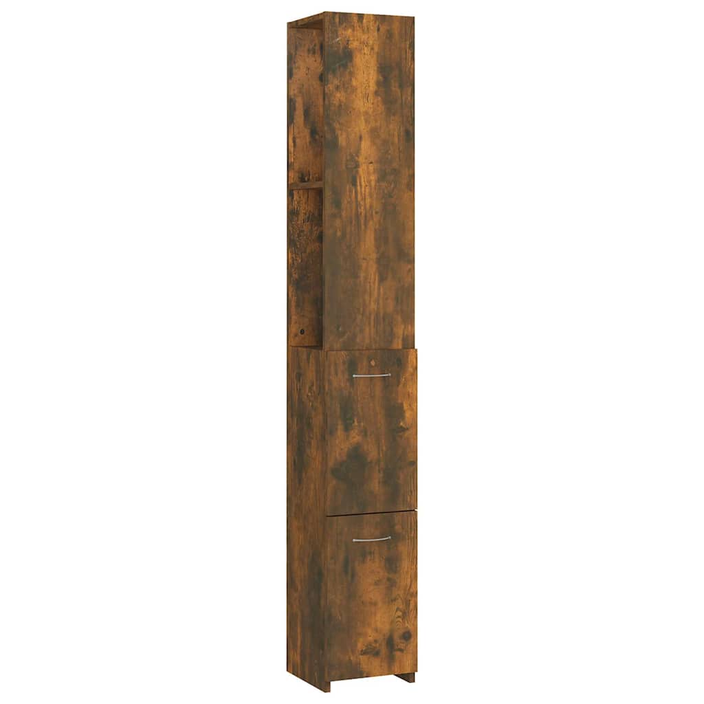 vidaXL Bathroom Cabinet Smoked Oak 25x26.5x170 cm Engineered Wood 2