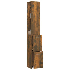 vidaXL Bathroom Cabinet Smoked Oak 25x26.5x170 cm Engineered Wood 4