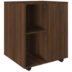 Rolling Cabinet Brown Oak Engineered Wood, image 2