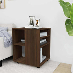 Rolling Cabinet Brown Oak Engineered Wood, image 3