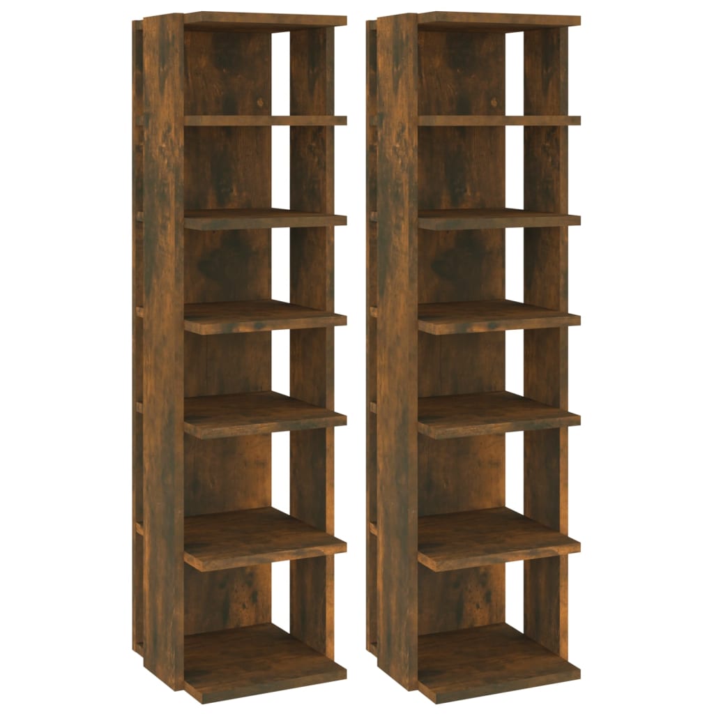 vidaXL Shoe Racks 2 pcs Smoked Oak 27.5x27x102 cm Engineered Wood 2