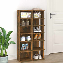 vidaXL Shoe Racks 2 pcs Smoked Oak 27.5x27x102 cm Engineered Wood 1