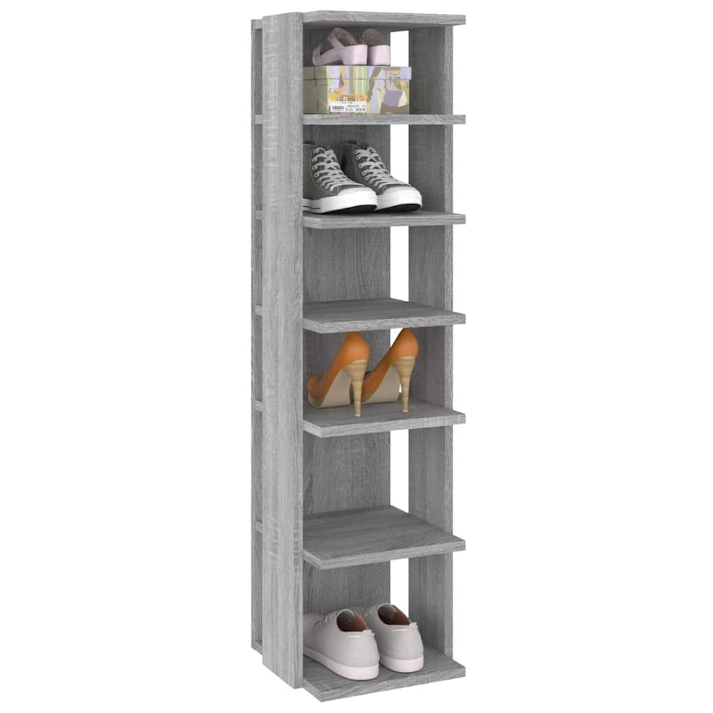 vidaXL Shoe Racks 2 pcs Grey Sonoma 27.5x27x102 cm Engineered Wood 6