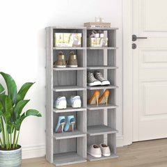 vidaXL Shoe Racks 2 pcs Grey Sonoma 27.5x27x102 cm Engineered Wood 1