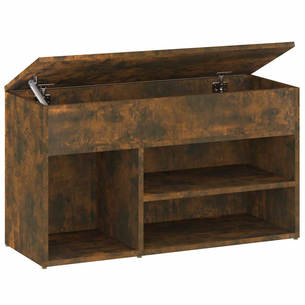 816053 vidaXL Shoe Bench Smoked Oak 80x30x45 cm Engineered Wood 2