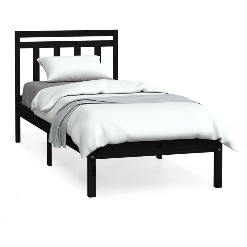 Bed Frame Black 90x190 cm Single Solid Wood