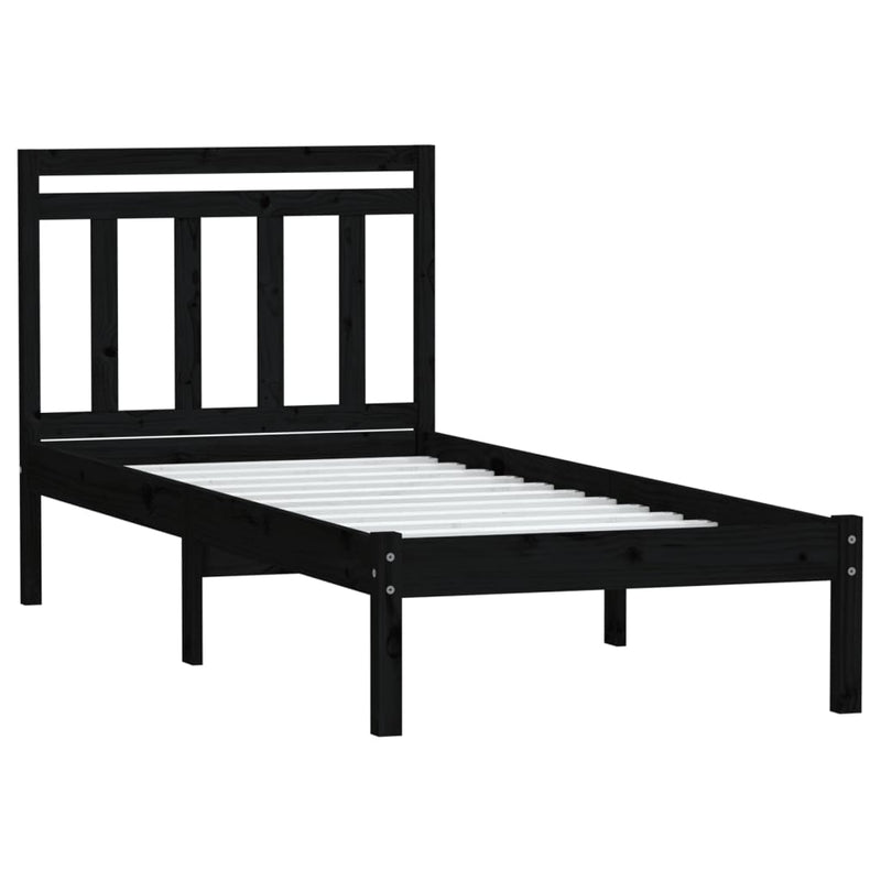 Bed Frame Black 90x190 cm Single Solid Wood