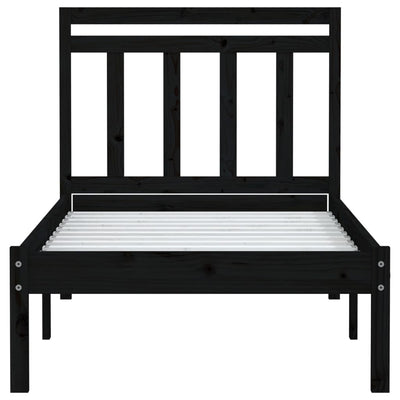 Bed Frame Black 90x190 cm Single Solid Wood