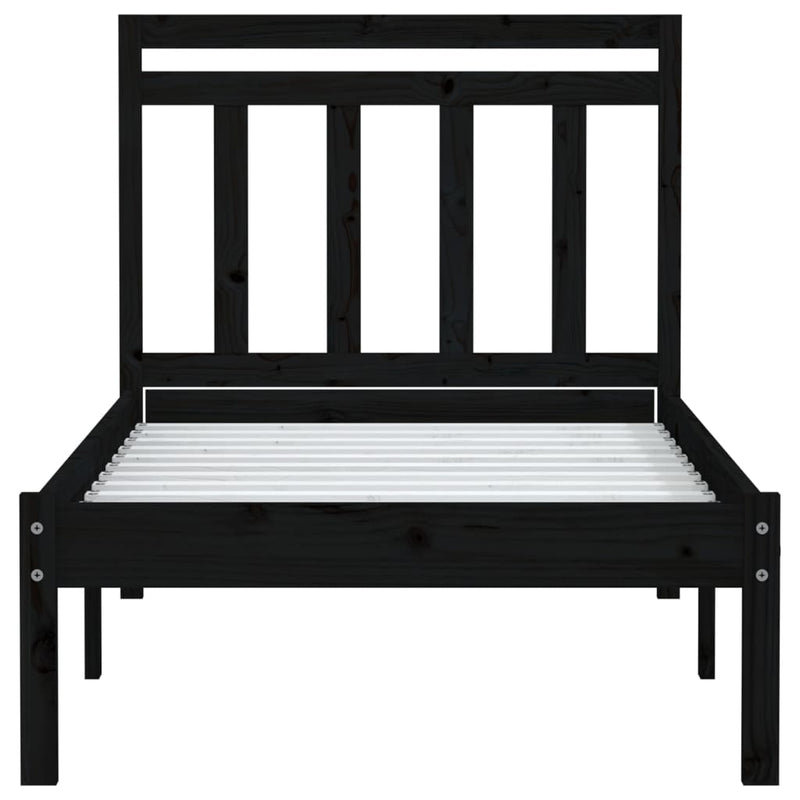 Bed Frame Black 90x190 cm Single Solid Wood