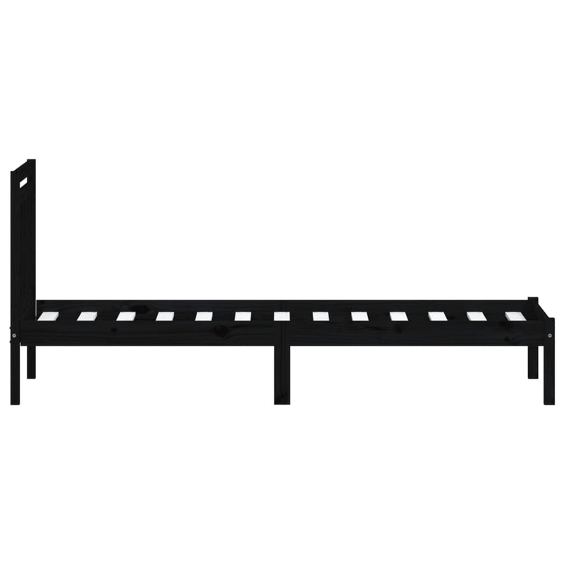 Bed Frame Black 90x190 cm Single Solid Wood