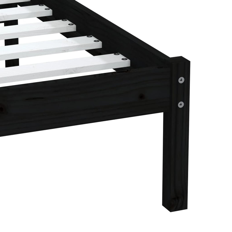 Bed Frame Black 90x190 cm Single Solid Wood