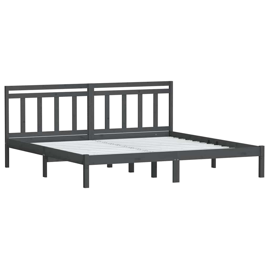 vidaXL Bed Frame without Mattress Grey Solid Wood 200x200 cm 3