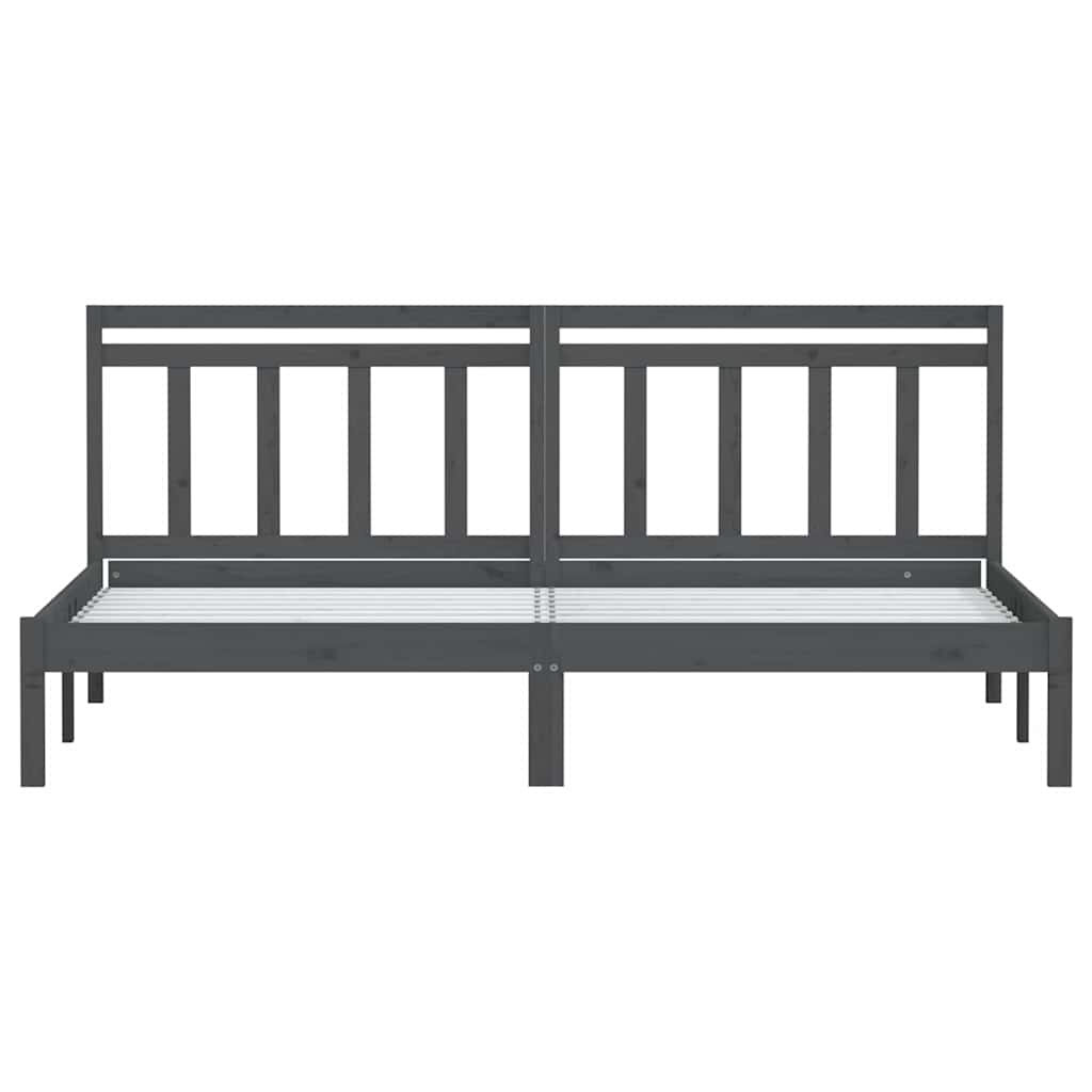 vidaXL Bed Frame without Mattress Grey Solid Wood 200x200 cm 4