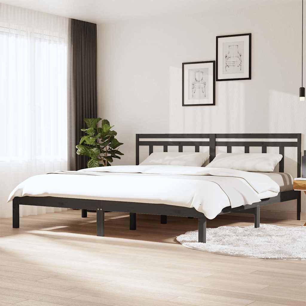 vidaXL Bed Frame without Mattress Grey Solid Wood 200x200 cm 1