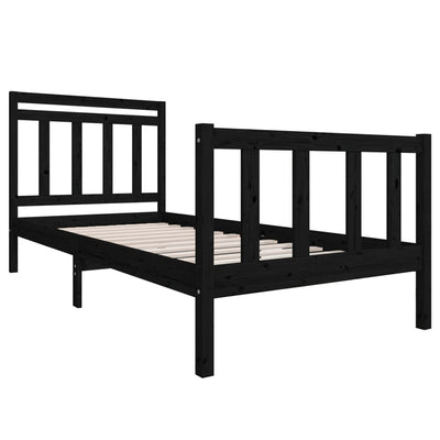 Bed Frame Black 90x190 cm Single Solid Wood