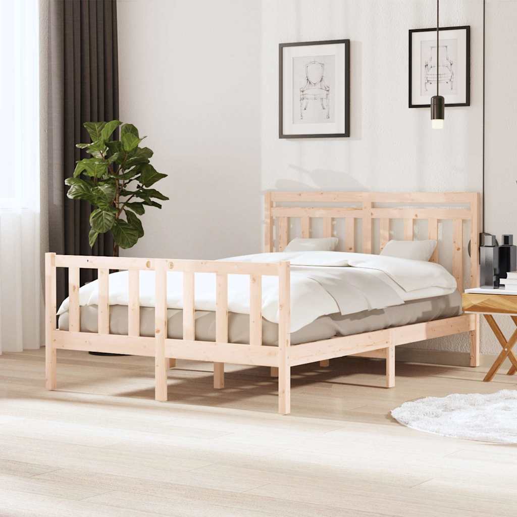Bed frames Solid Pine Wood Length 200 cm Natural 140 cm
