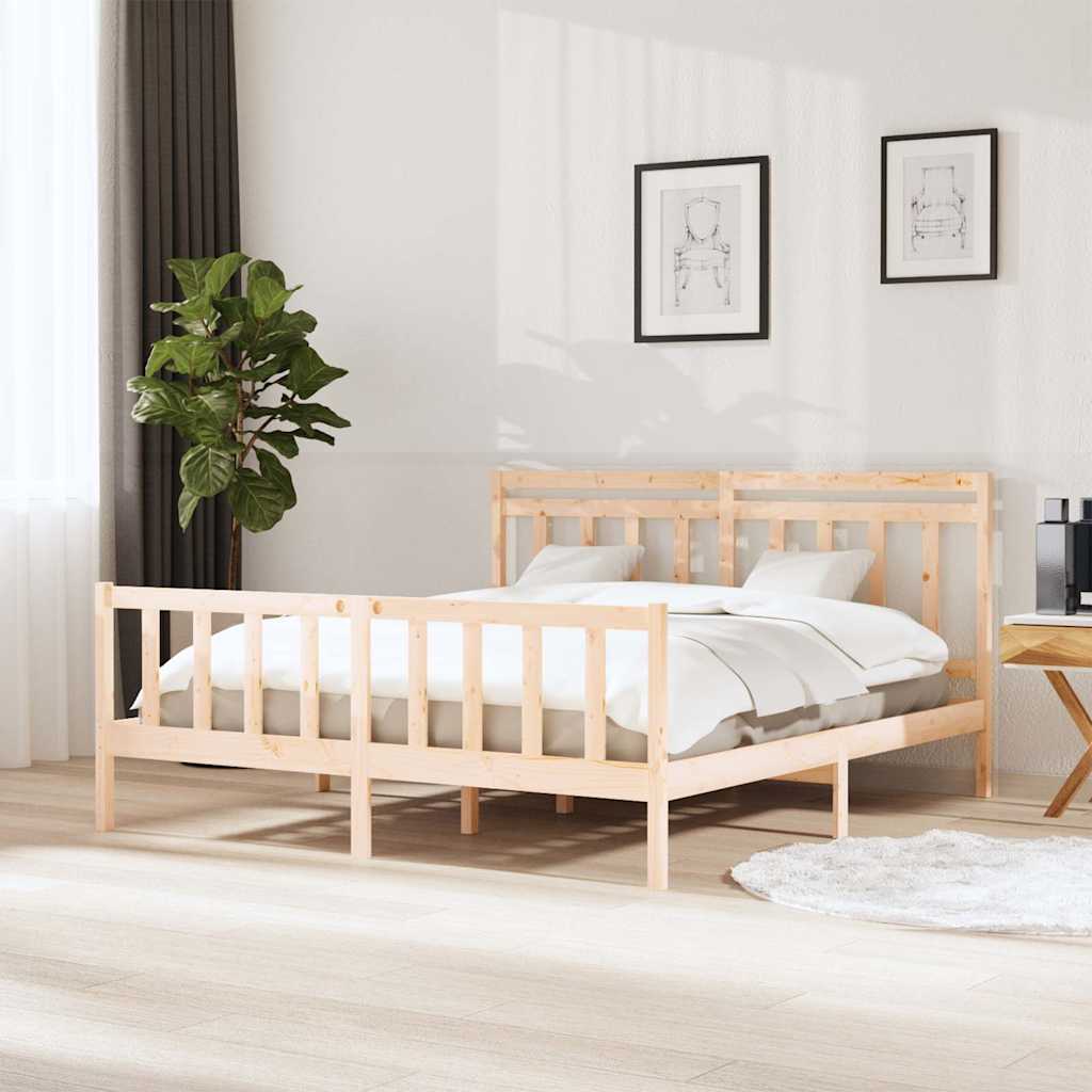 Bed frames Solid Pine Wood Length 200 cm Natural 160 cm