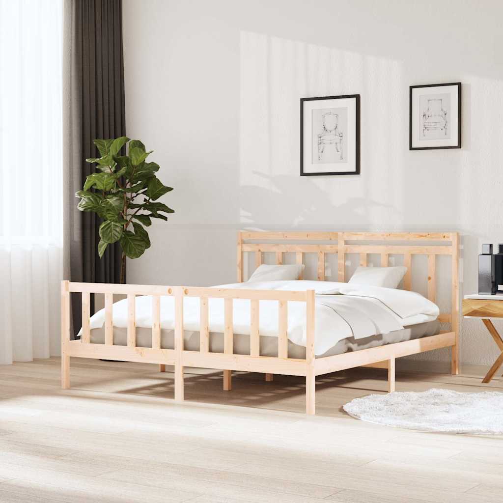 Bed frames Solid Pine Wood Length 200 cm Natural 180 cm