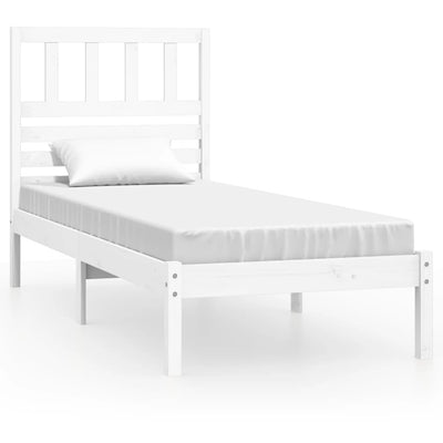 Bed Frame White 90x190 cm Single Solid Wood Pine