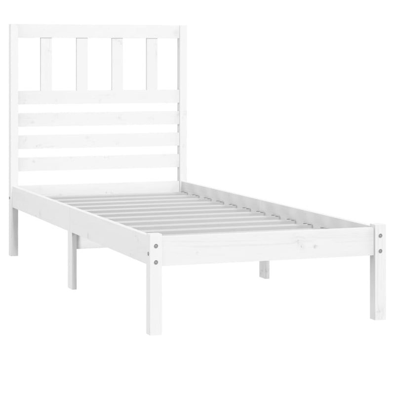 Bed Frame White 90x190 cm Single Solid Wood Pine