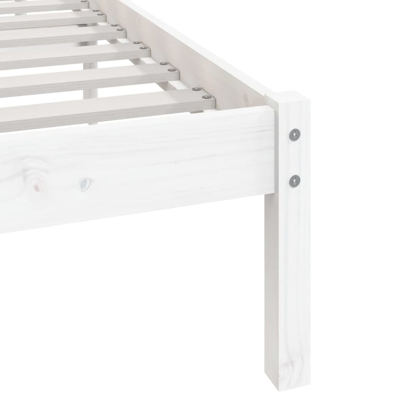 Bed Frame White 90x190 cm Single Solid Wood Pine