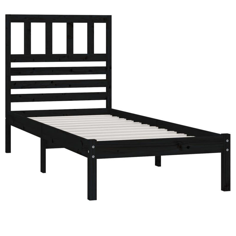 Bed Frame Black 90x190 cm Single Solid Wood Pine