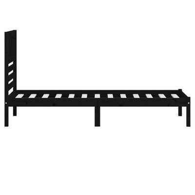 Bed Frame Black 90x190 cm Single Solid Wood Pine