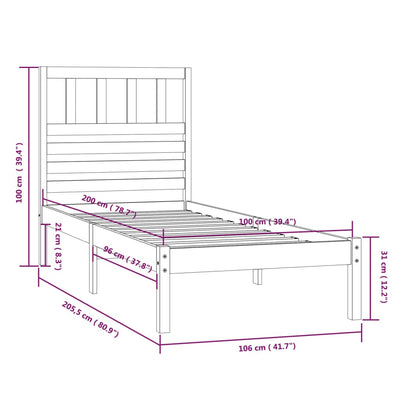 Bed Frame Solid Wood Pine 100x200 cm