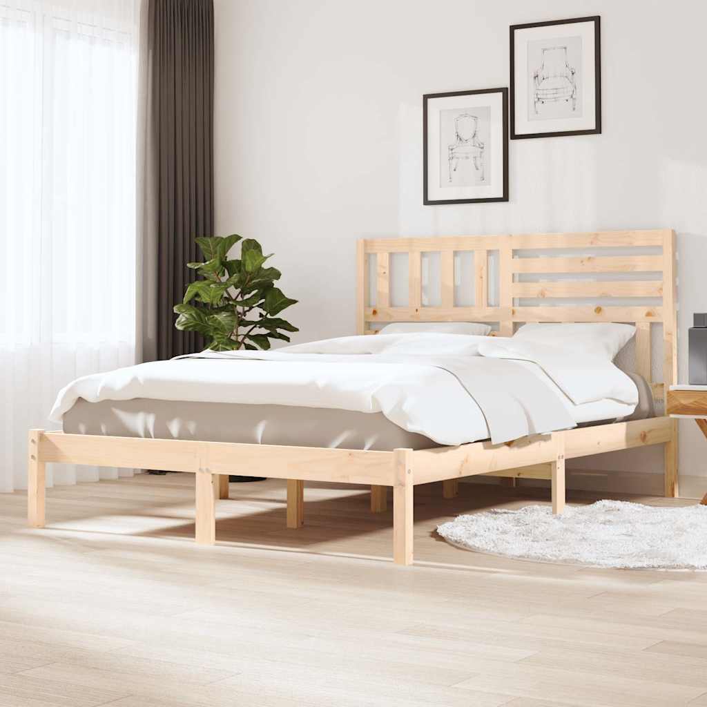 Bed Frame without Mattress Solid Wood Pine Length 200 cm Natural 120 cm
