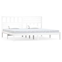 vidaXL Bed Frame without Mattress White Solid Wood Pine 200x200 cm 2