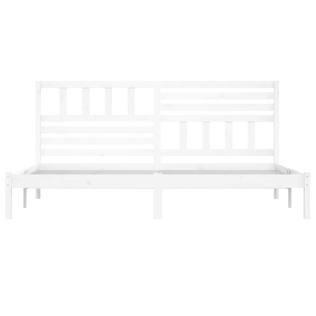 vidaXL Bed Frame without Mattress White Solid Wood Pine 200x200 cm 4