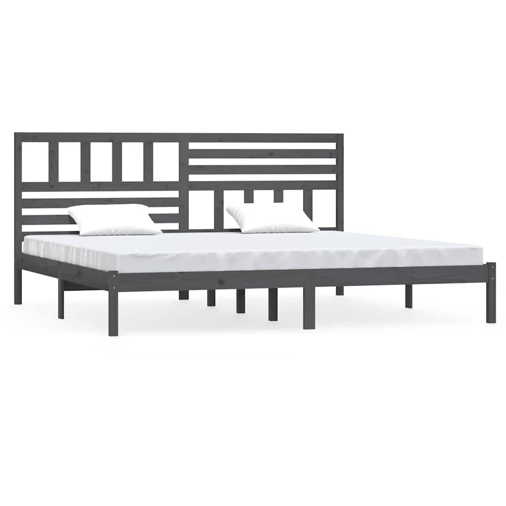 vidaXL Bed Frame without Mattress Grey Solid Wood Pine 200x200 cm 2